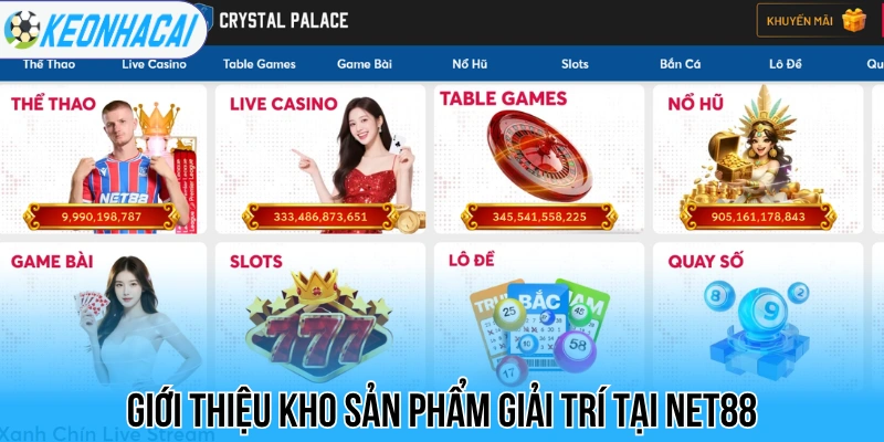 Giới thiệu kho sản phẩm giải trí tại Net88