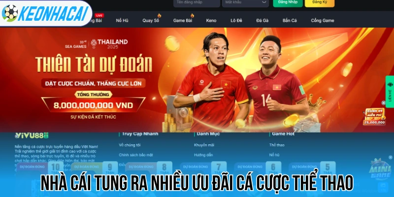 Nhà cái tung ra nhiều ưu đãi cá cược thể thao