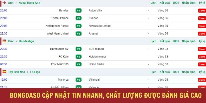 Trang web Bongdaso đang được nhiều người đánh giá cao