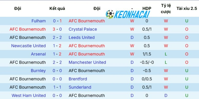 Tình hình gần đây của Bournemouth