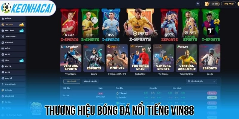 Thương hiệu bóng đá nổi tiếng Vin88